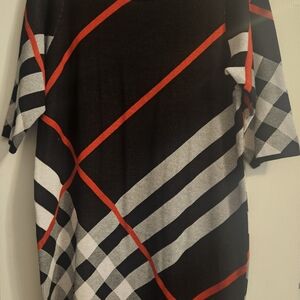 Nina Leonard Black and Red Plaid Dress